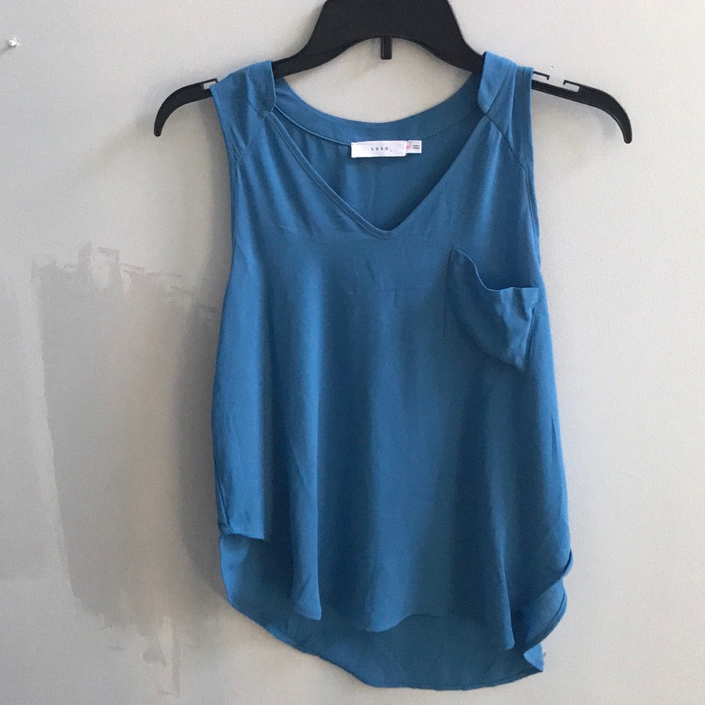 Blue hi-low blouse